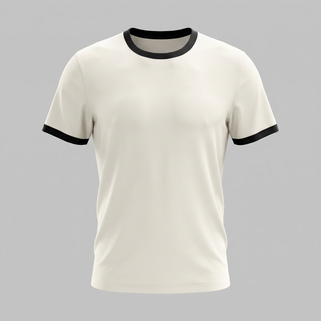 Smart Casual T-Shirt Heren Contrast Trim Crew Neck