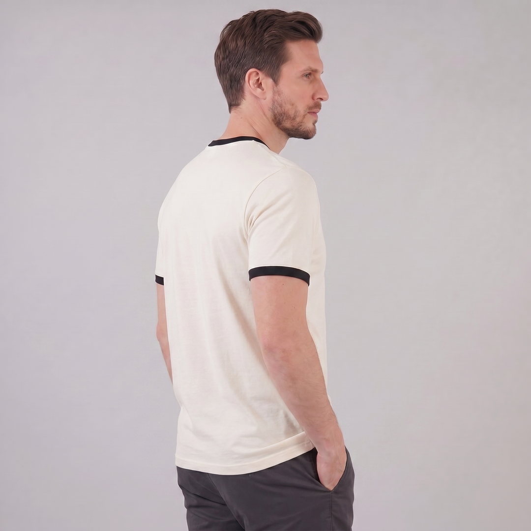Smart Casual T-Shirt Heren Contrast Trim Crew Neck