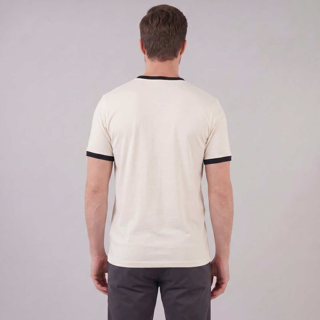 Smart Casual T-Shirt Heren Contrast Trim Crew Neck