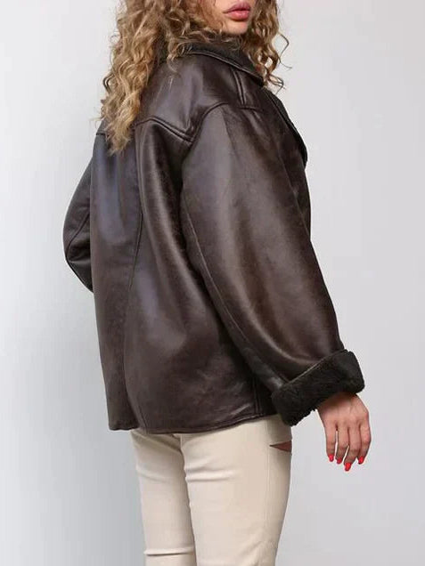 Sofie | Oversized Draped Sleek Leren Jas