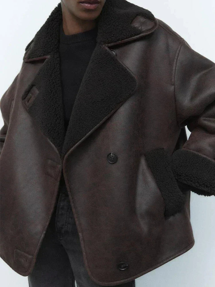 Sofie | Oversized Draped Sleek Leren Jas