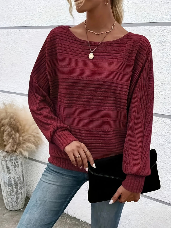 Sophie | Effen casual pullover met ronde hals en wijde mouwen