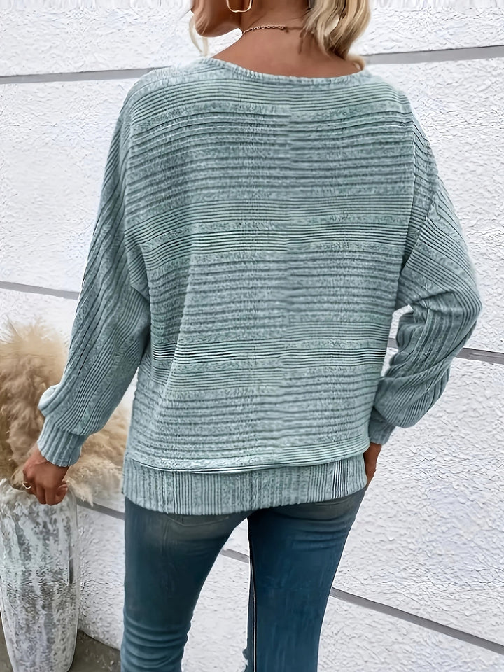 Sophie | Effen casual pullover met ronde hals en wijde mouwen