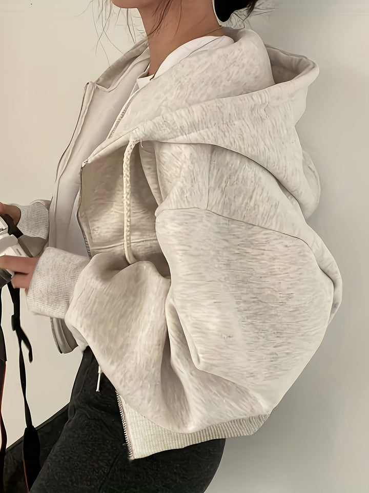 Sophie | Effen hoodie met rits en trekkoord
