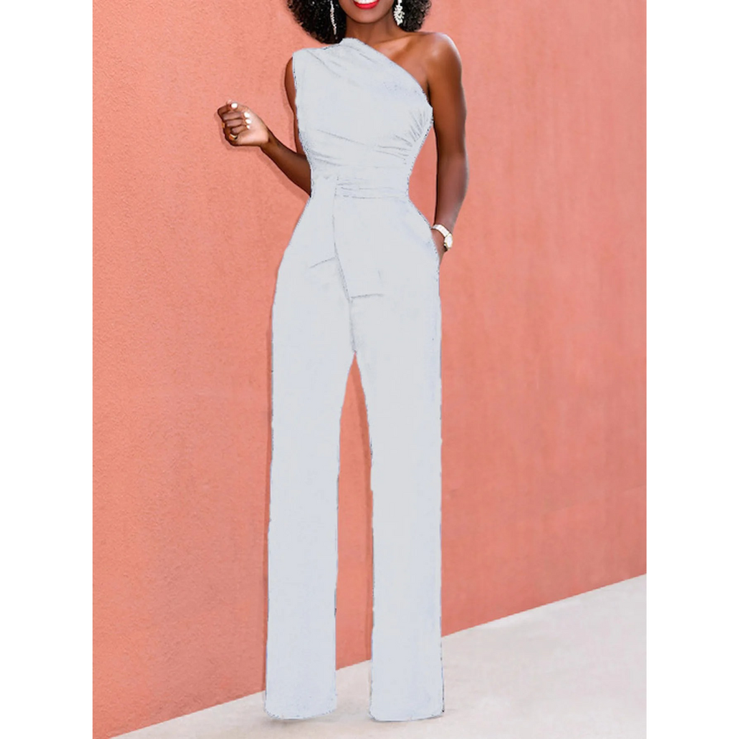Sophie | Jumpsuit met wijde broek en korte mouwen