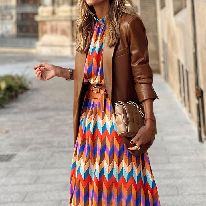 Sophie | Midi jurk met kleurrijke print
