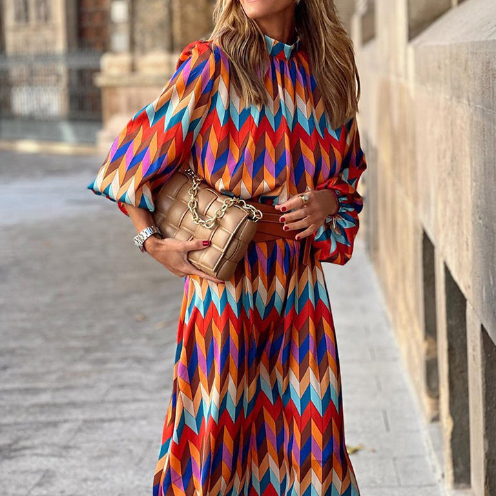 Sophie | Midi jurk met kleurrijke print