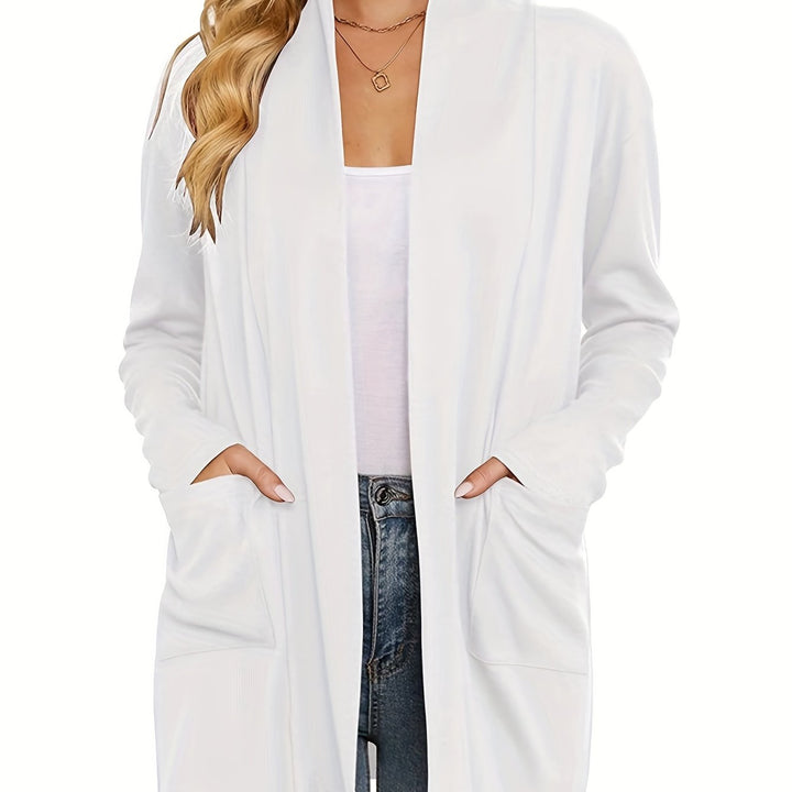 Sophie | Stevig gebreid casual vest met lange mouwen en open voorkant