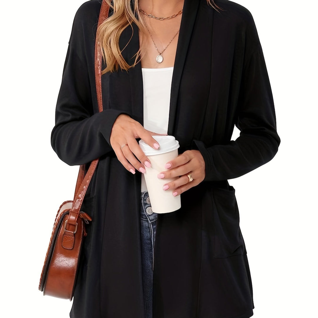 Sophie | Stevig gebreid casual vest met lange mouwen en open voorkant