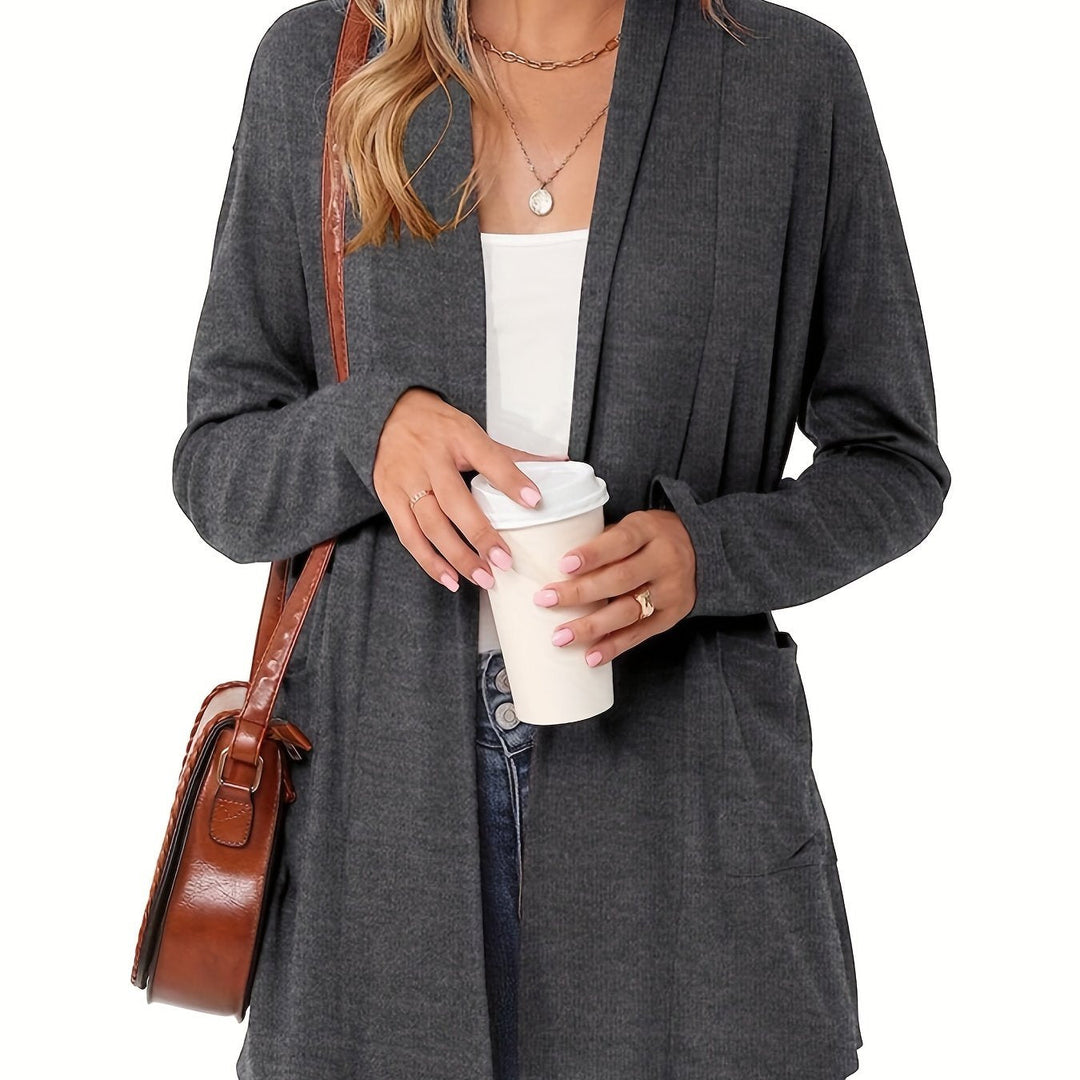 Sophie | Stevig gebreid casual vest met lange mouwen en open voorkant