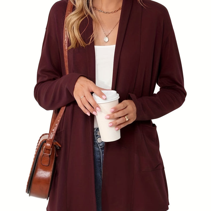 Sophie | Stevig gebreid casual vest met lange mouwen en open voorkant