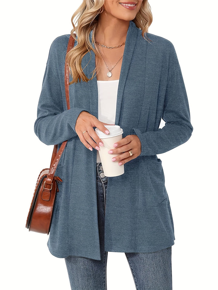Sophie | Stevig gebreid casual vest met lange mouwen en open voorkant