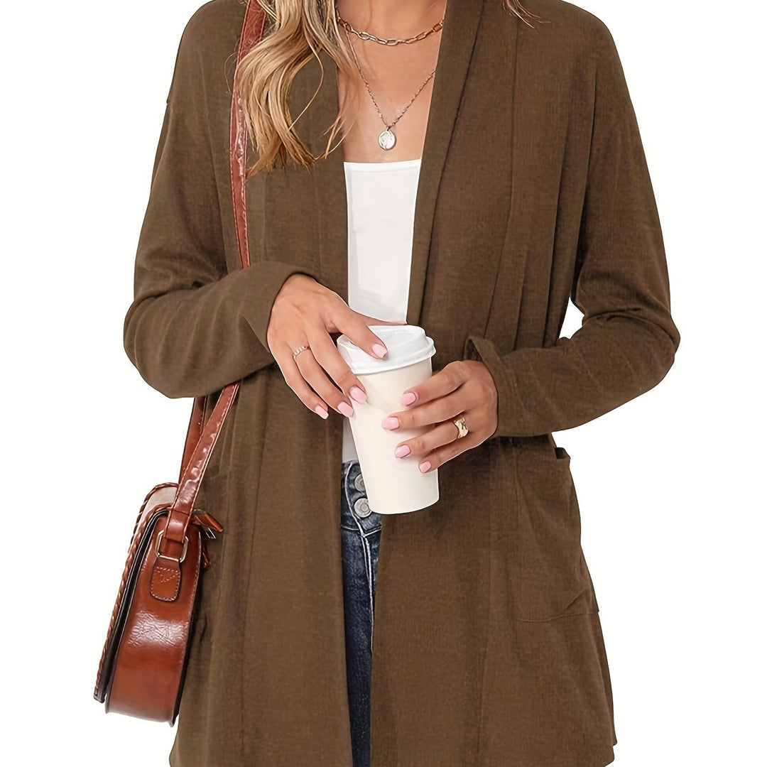 Sophie | Stevig gebreid casual vest met lange mouwen en open voorkant