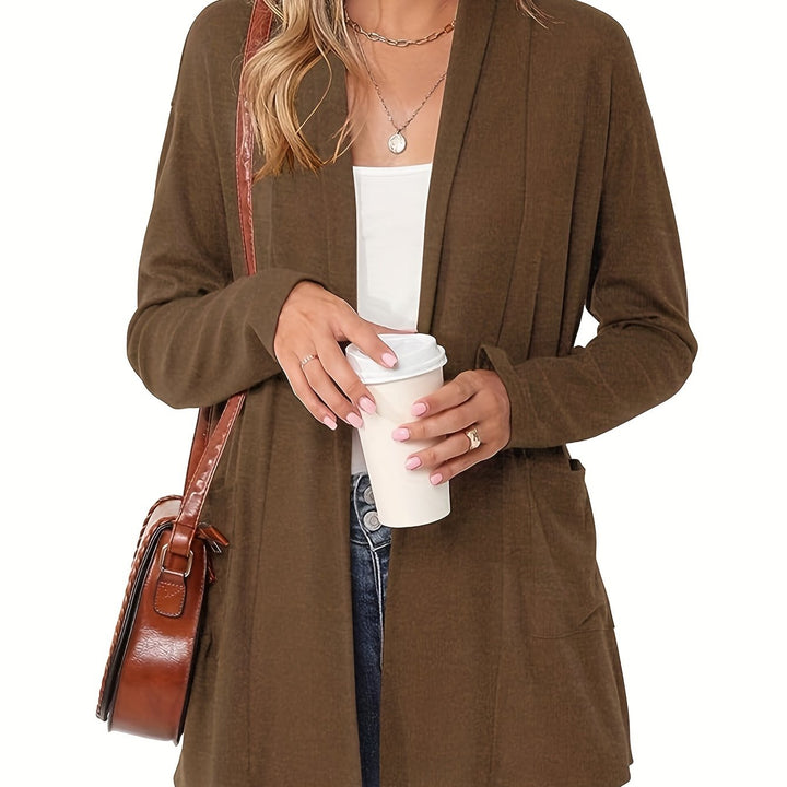 Sophie | Stevig gebreid casual vest met lange mouwen en open voorkant