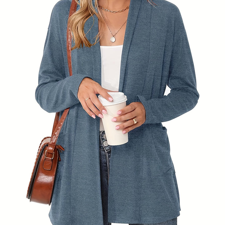 Sophie | Stevig gebreid casual vest met lange mouwen en open voorkant