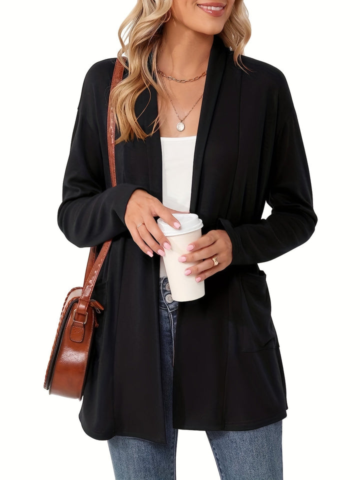 Sophie | Stevig gebreid casual vest met lange mouwen en open voorkant