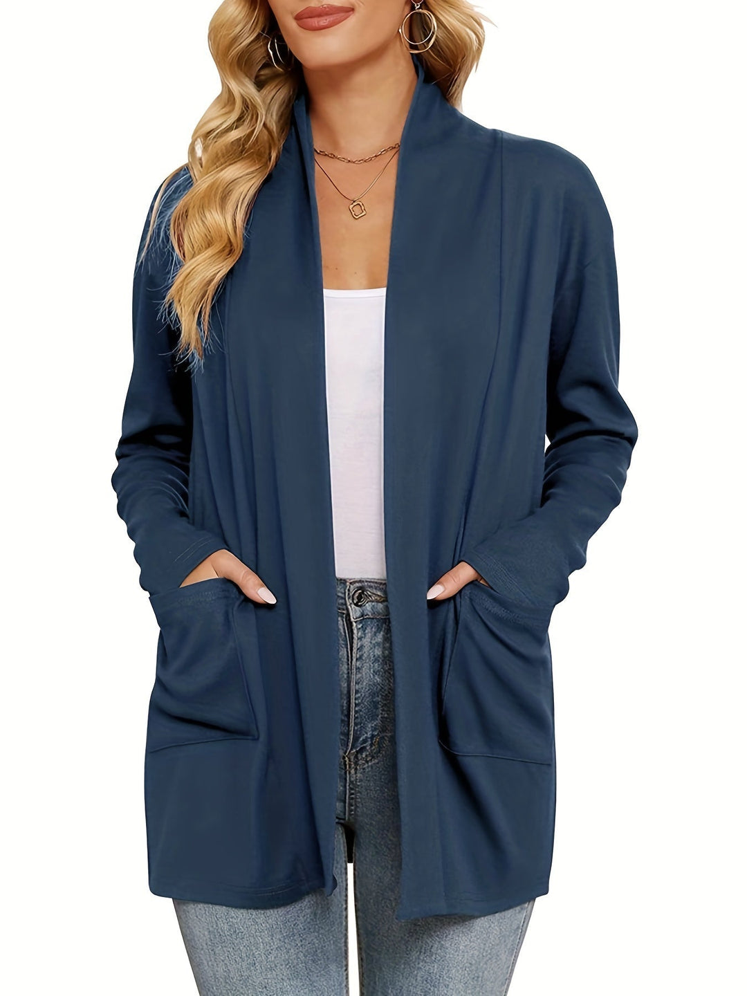 Sophie | Stevig gebreid casual vest met lange mouwen en open voorkant