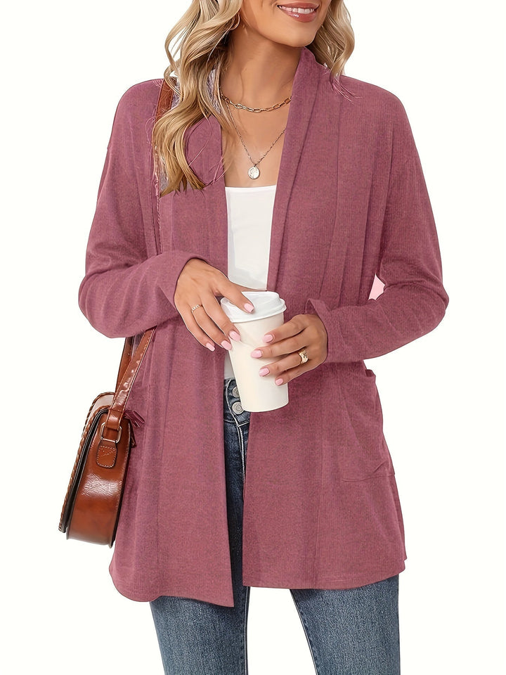 Sophie | Stevig gebreid casual vest met lange mouwen en open voorkant