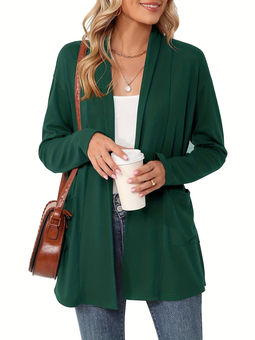 Sophie | Stevig gebreid casual vest met lange mouwen en open voorkant