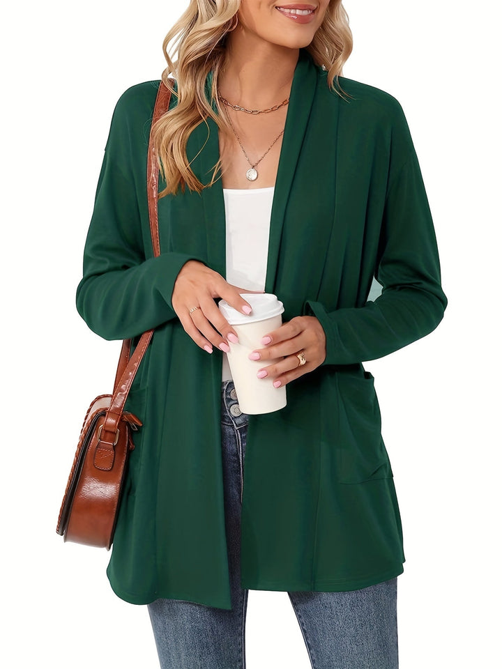 Sophie | Stevig gebreid casual vest met lange mouwen en open voorkant