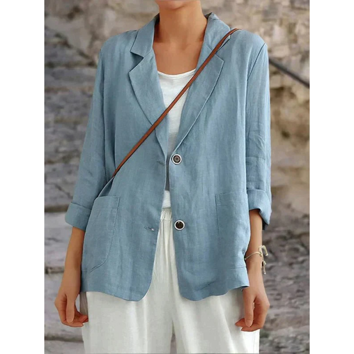 Sophie | Stijlvolle linnen damesblazer met kraag
