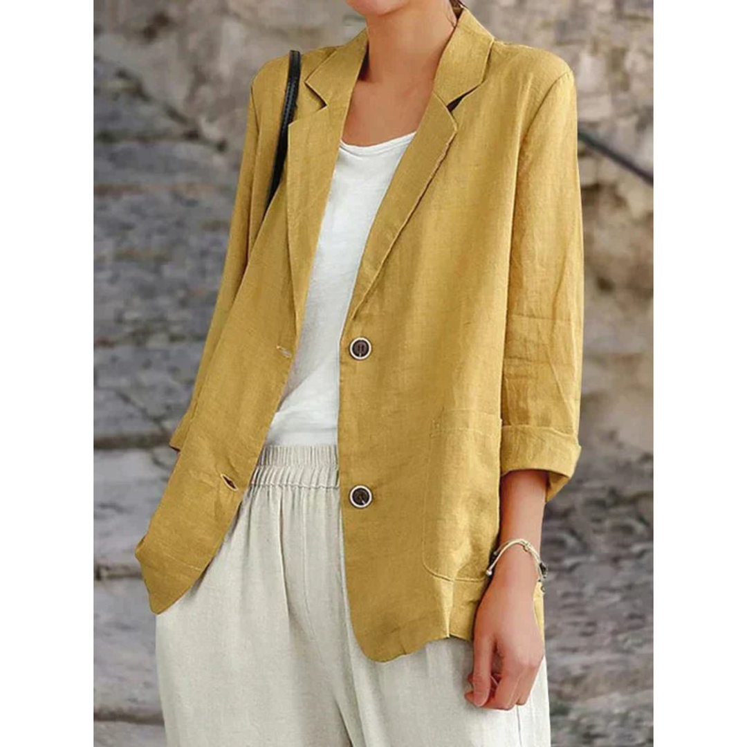 Sophie | Stijlvolle linnen damesblazer met kraag