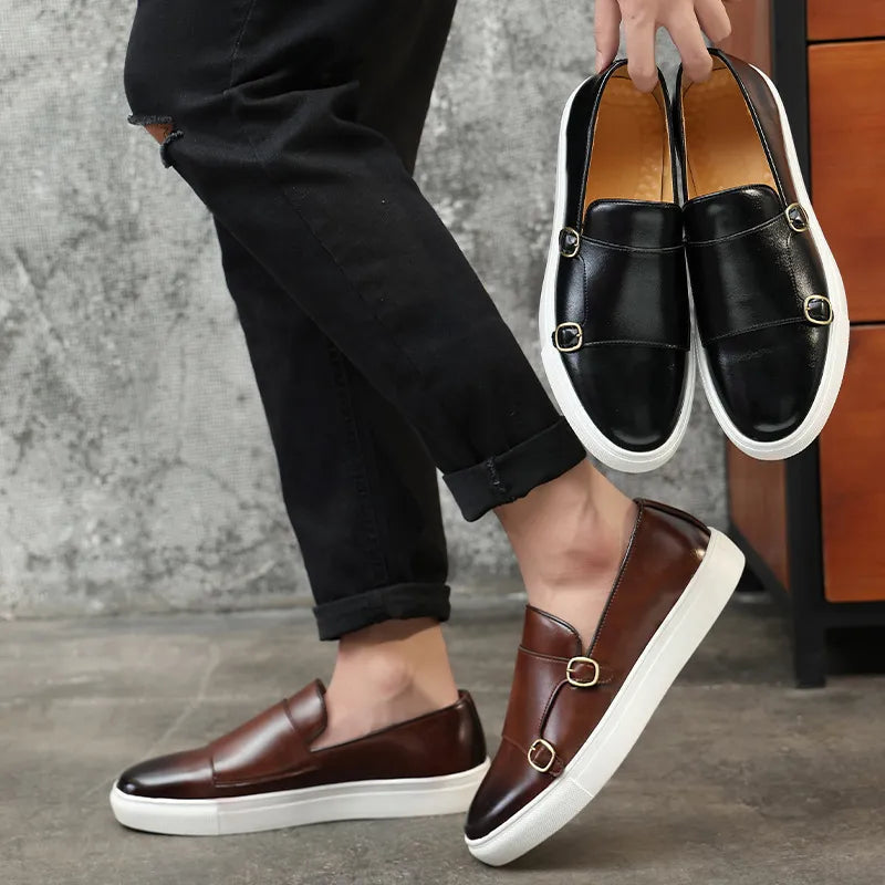Dubbele Gesp Loafer Stijl Casual Schoenen