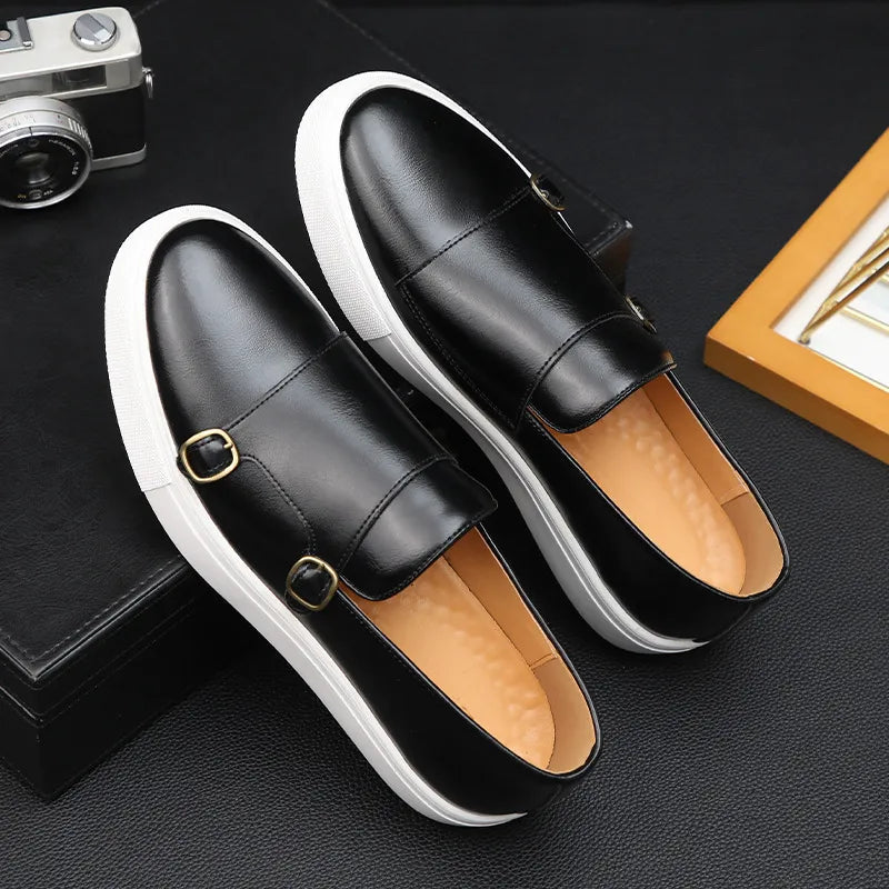 Dubbele Gesp Loafer Stijl Casual Schoenen