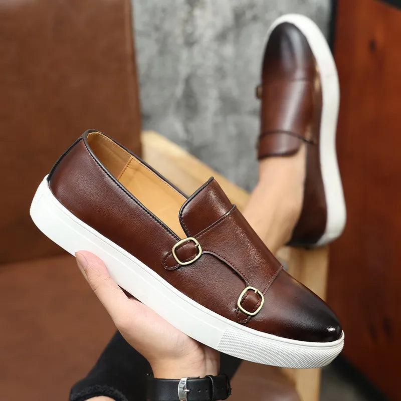 Dubbele Gesp Loafer Stijl Casual Schoenen
