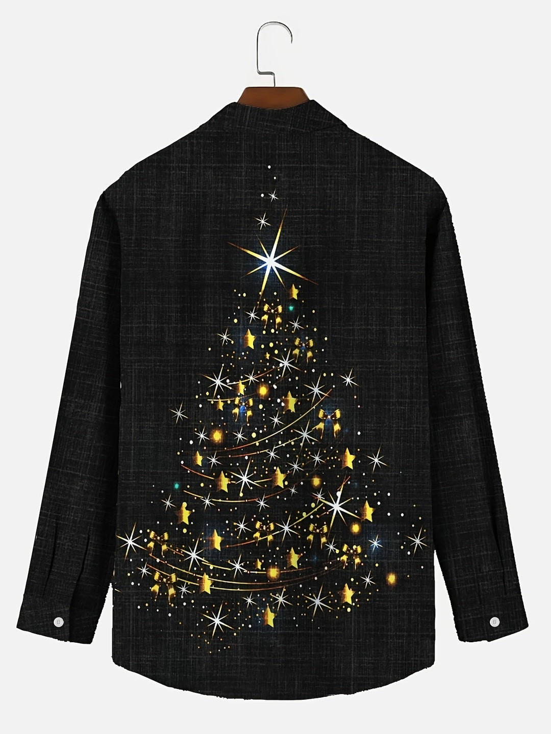 Stan | Glanzend kerstboomprint heren overhemd met lange mouw