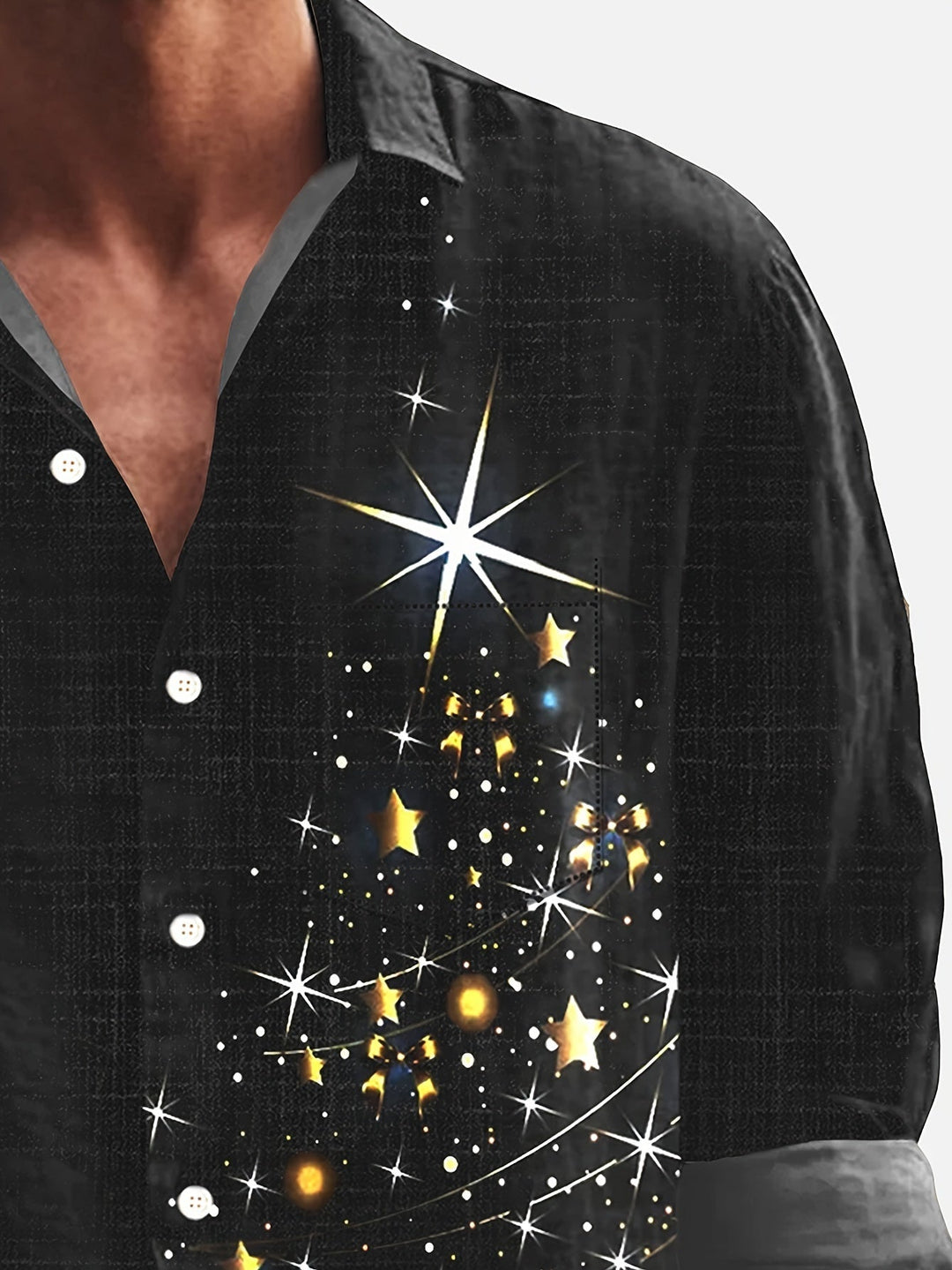 Stan | Glanzend kerstboomprint heren overhemd met lange mouw
