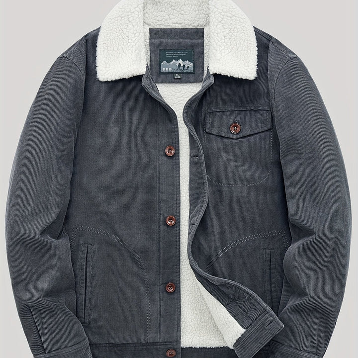 Sven | Warme fleece corduroy heren knoopjas