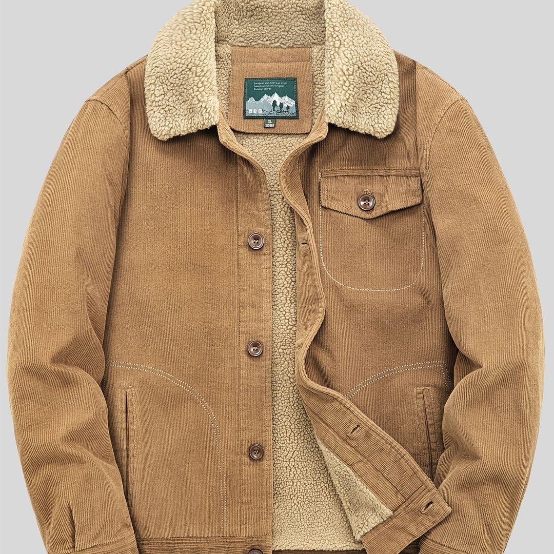 Sven | Warme fleece corduroy heren knoopjas