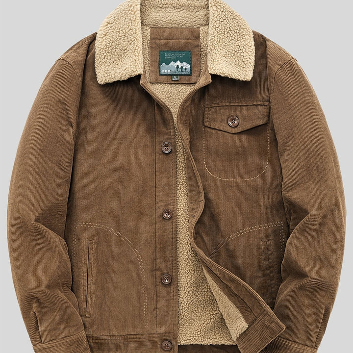 Sven | Warme fleece corduroy heren knoopjas