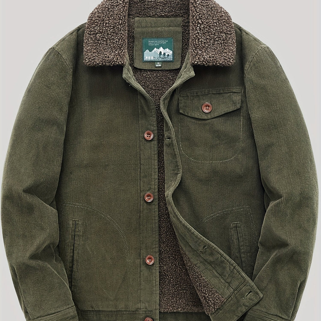 Sven | Warme fleece corduroy heren knoopjas