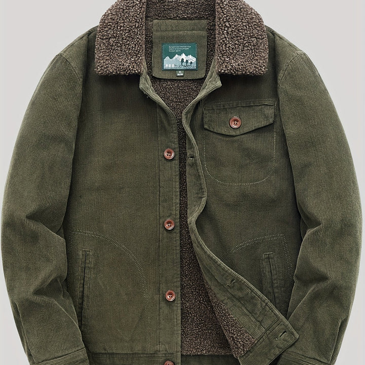 Sven | Warme fleece corduroy heren knoopjas
