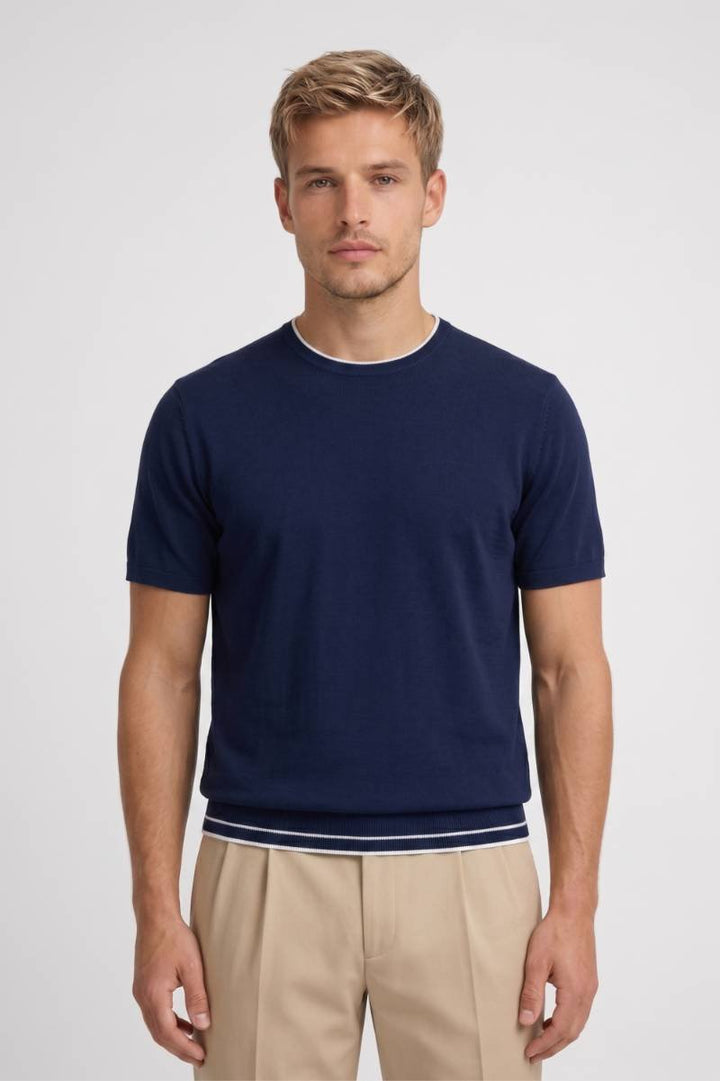 T-shirt Heren - Geribbelde Zoom met Ronde Hals | Klassiek