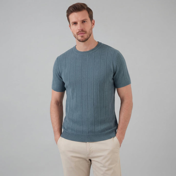 T-Shirt Heren Rib Knit Casual Chic Lange Mouwen
