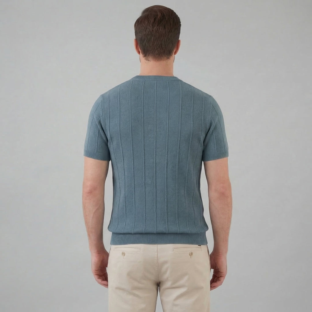 T-Shirt Heren Rib Knit Casual Chic Lange Mouwen