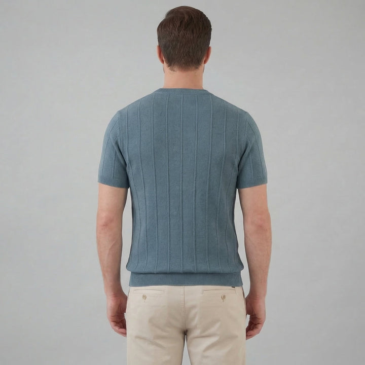 T-Shirt Heren Rib Knit Casual Chic Lange Mouwen