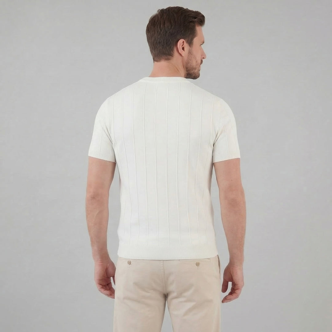 T-Shirt Heren Rib Knit Casual Chic Lange Mouwen
