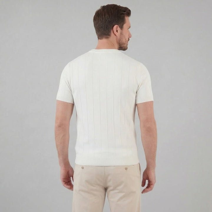 T-Shirt Heren Rib Knit Casual Chic Lange Mouwen