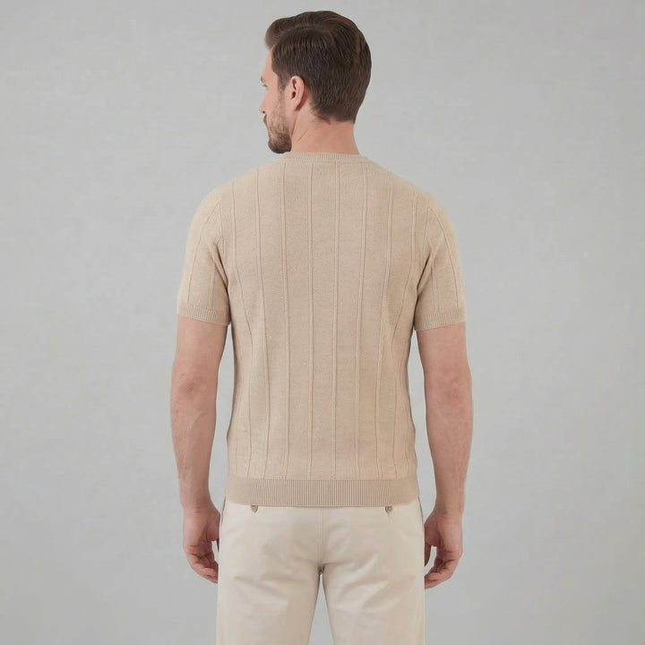 T-Shirt Heren Rib Knit Casual Chic Lange Mouwen