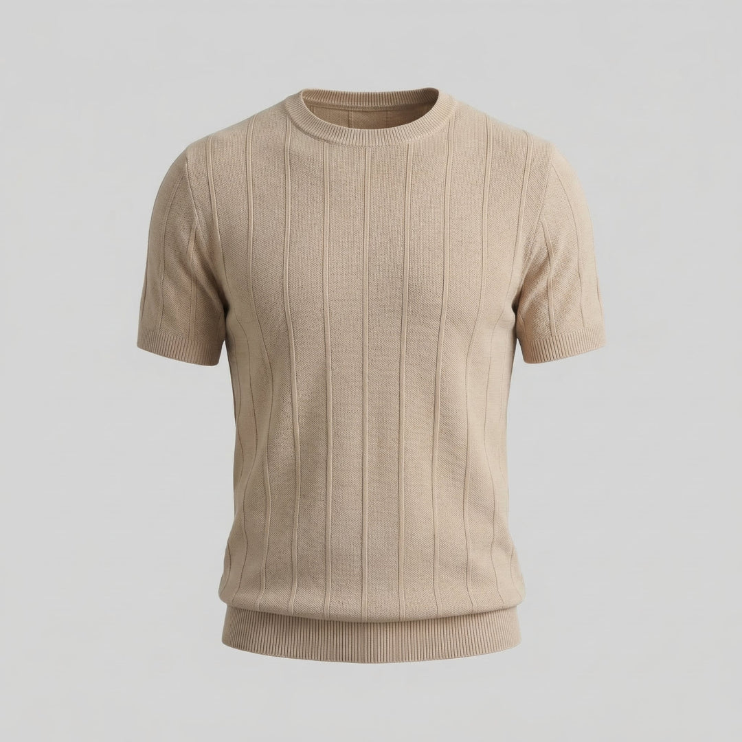 T-Shirt Heren Rib Knit Casual Chic Lange Mouwen