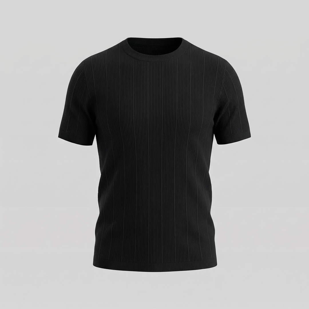 T-Shirt Heren Rib Knit Casual Chic Lange Mouwen