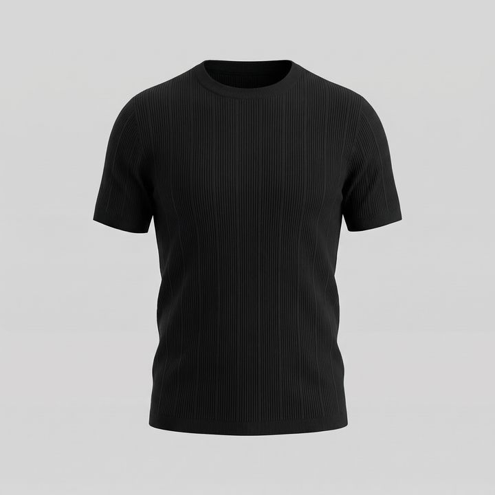 T-Shirt Heren Rib Knit Casual Chic Lange Mouwen