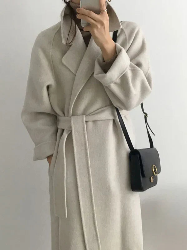 Dames Oversized Geknoopte Lange Jas