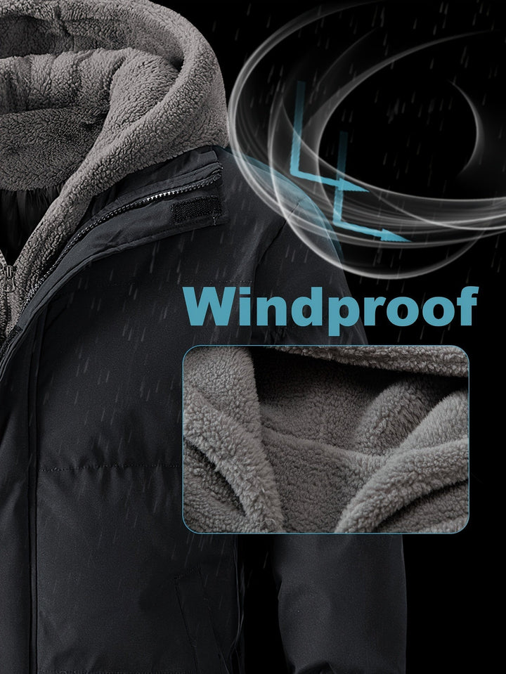 Tim | Gewatteerde heren fleece jas met capuchon en zakken