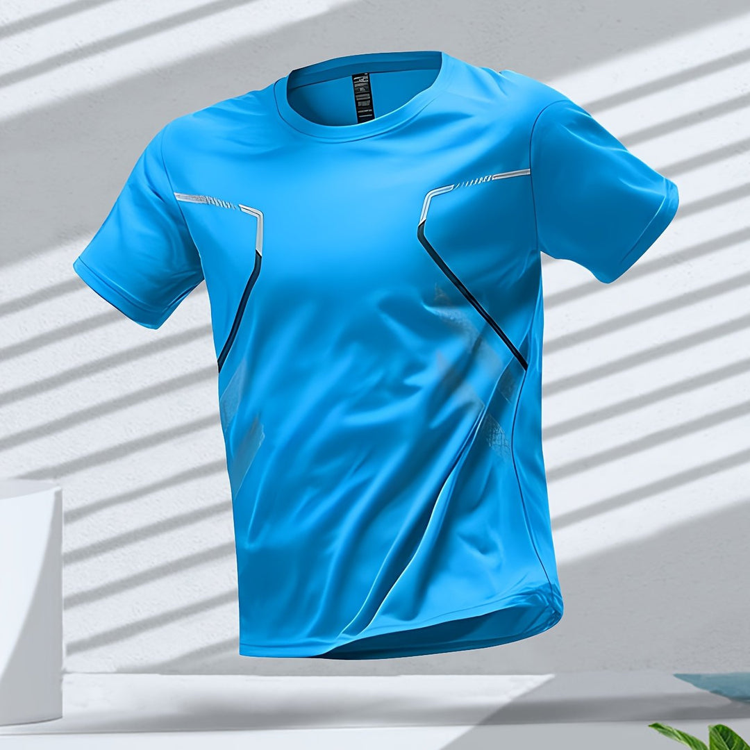 Tom | Kleurrijk heren sportshirt met sneldrogende korte mouwen