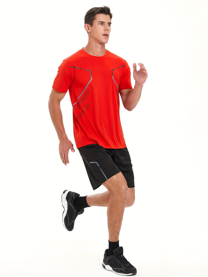 Tom | Kleurrijk heren sportshirt met sneldrogende korte mouwen